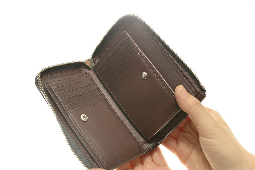 face -Bridle Leather- L字ファスナー折財布 (ウォレットコード用Dカン